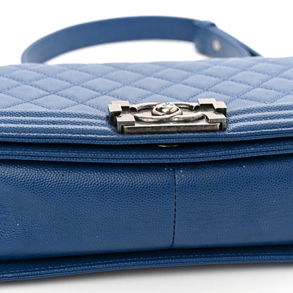 Chanel Caviar Quilted Medium Boy Flap Blue 10 of 12