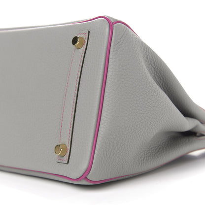 Hermes Togo Horseshoe Birkin 30 Gris Mouette Rose Pourpre 9 of 11