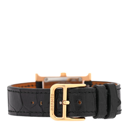 Hermes Stainless Steel Alligator 21mm Heure H Hour Quartz Watch Noir 3 of 5