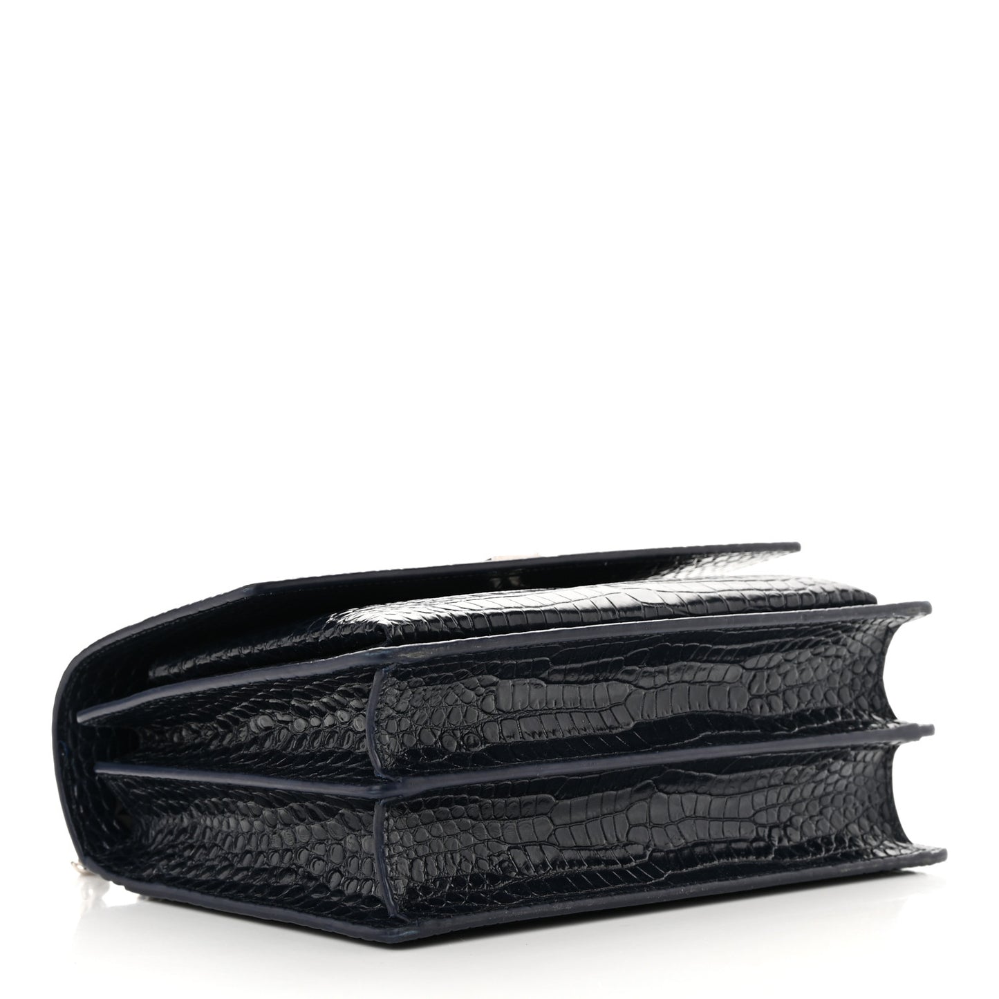 Calfskin Crocodile Embossed Medium Monogram Sunset Navy