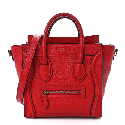 Celine Drummed Calfskin Nano Luggage Coquelicot 1 of 10