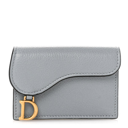 Christian Dior Goatskin Saddle Card Holder Sky Blue 1 of 9