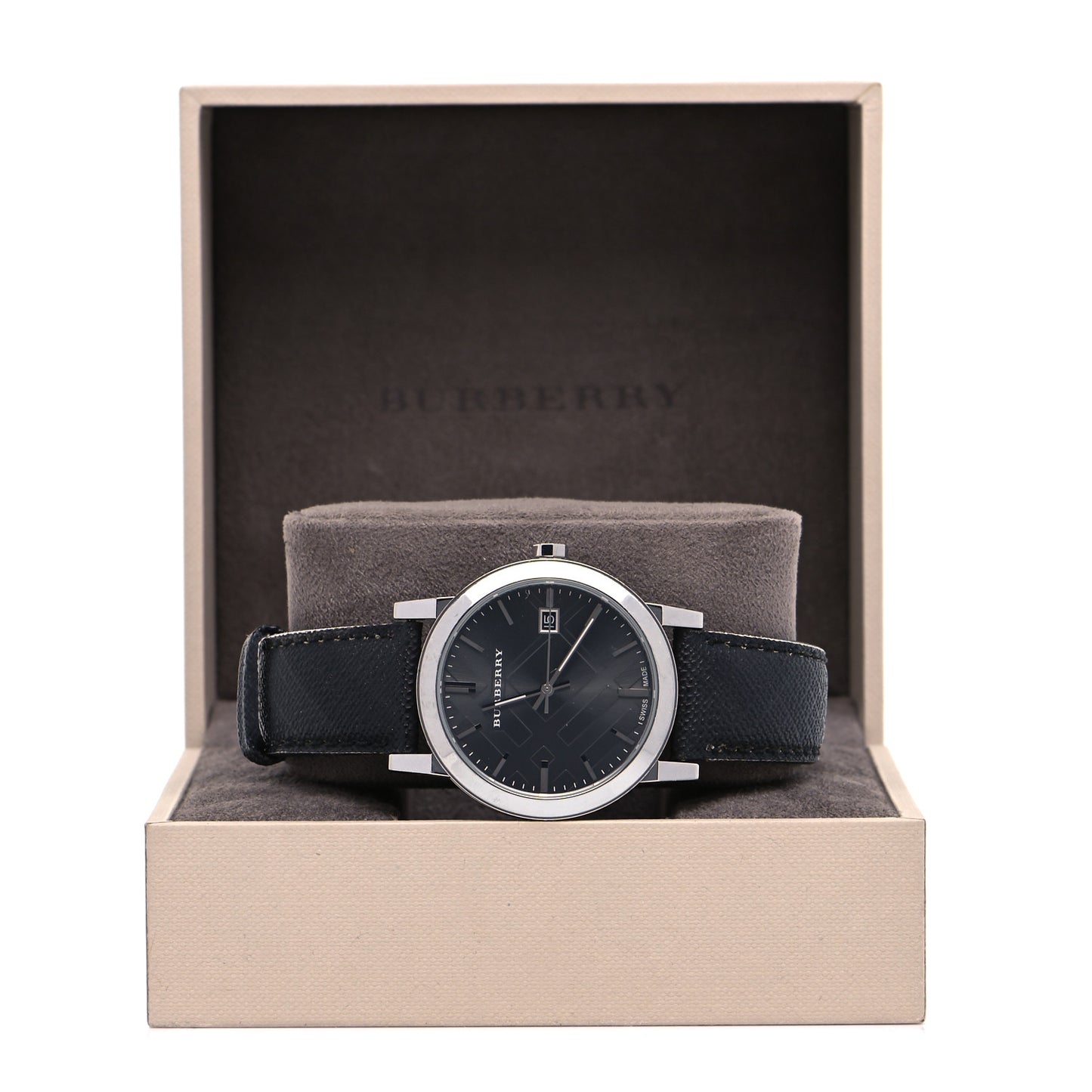 Stainless Steel Calfskin 38mm Quartz Watch Black BU9030