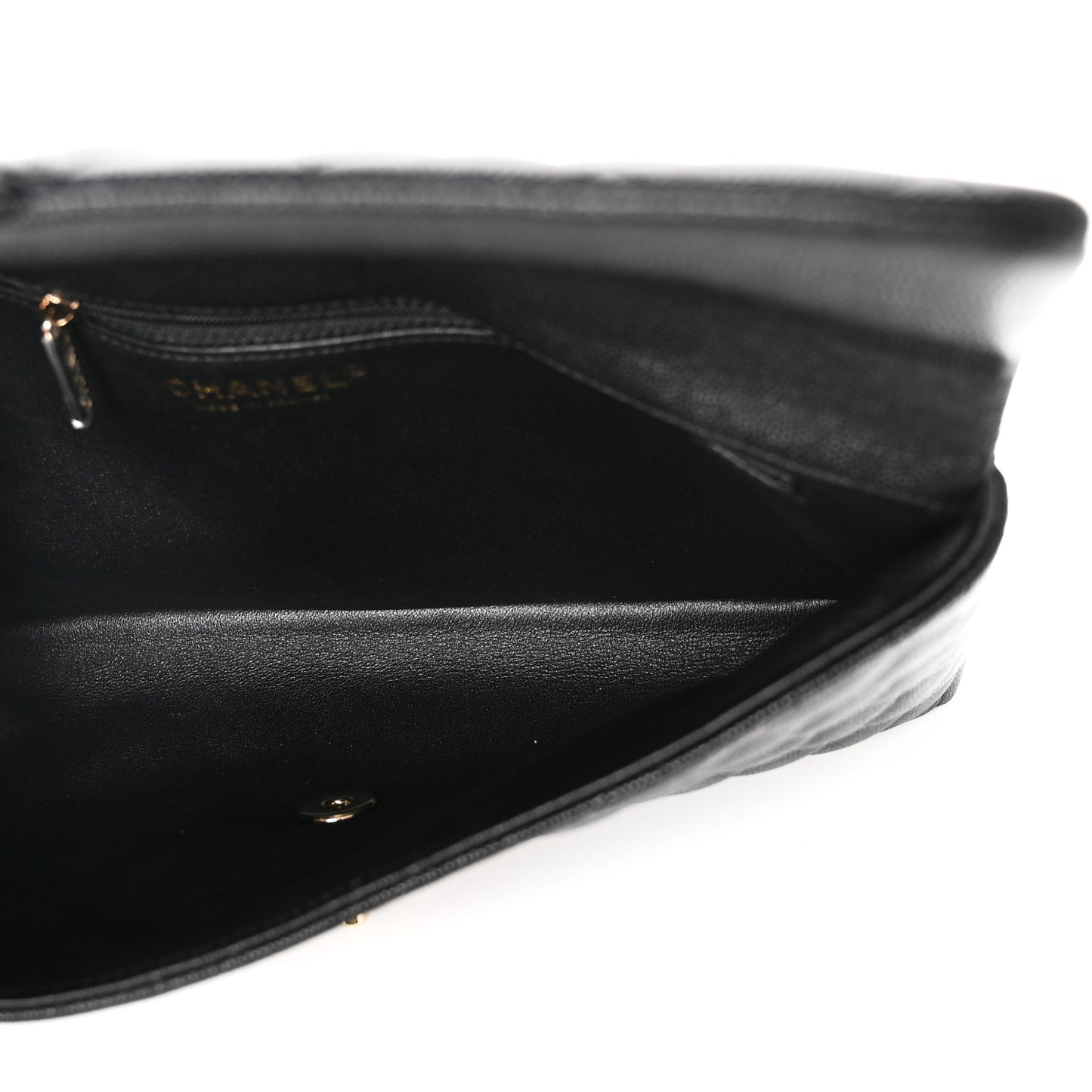 Caviar Quilted Flap Clutch Black