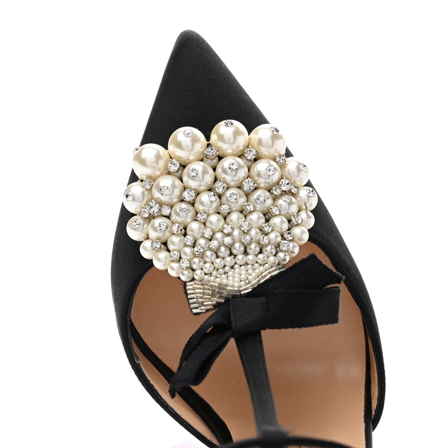 Satin Crystal Embellished Goyetta 100 Pumps 39 Black