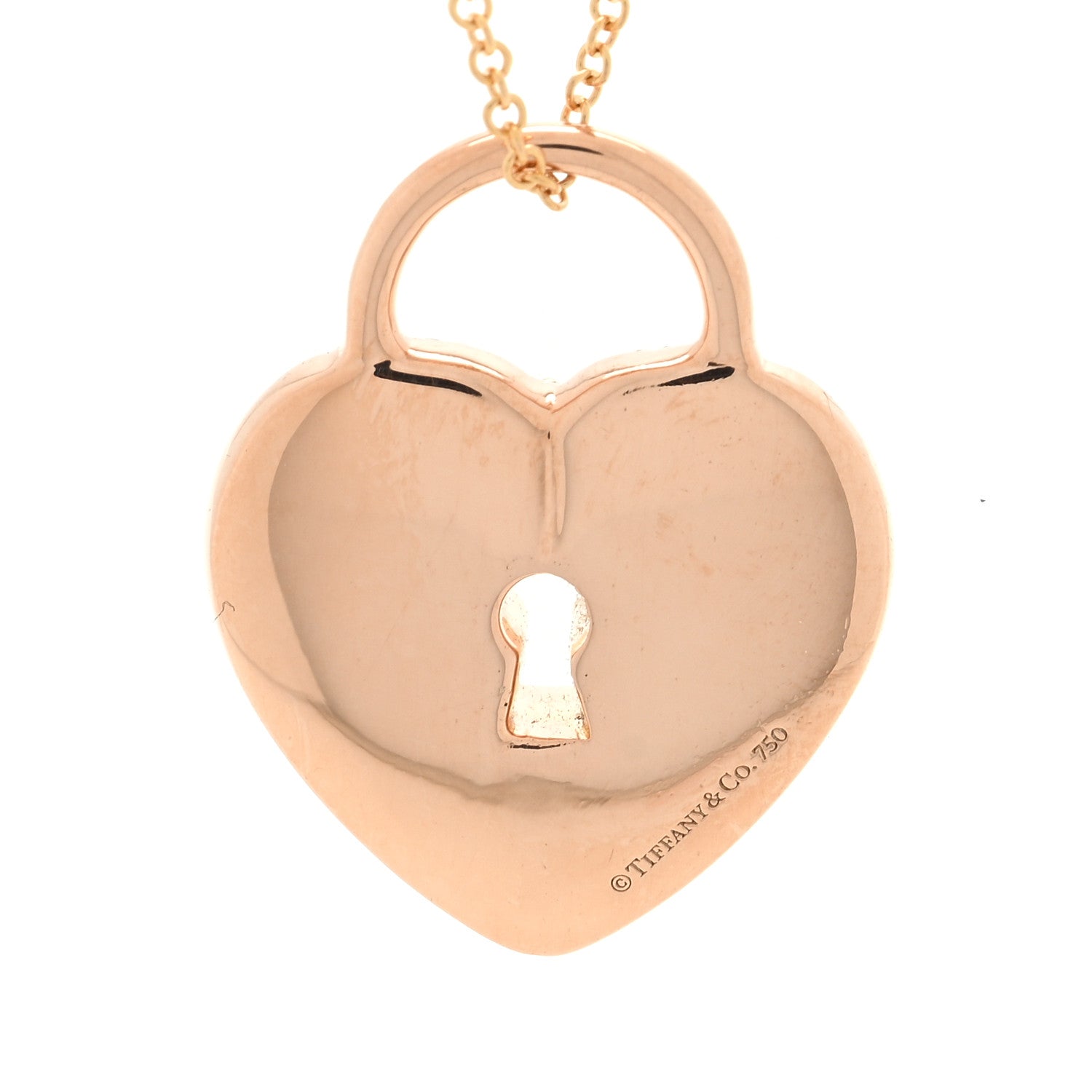 Tiffany 18k Rose Gold Diamond Large Heart Lock Pendant Necklace 5 of 5