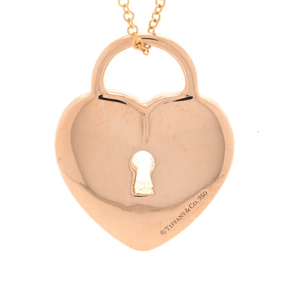 Tiffany 18k Rose Gold Diamond Large Heart Lock Pendant Necklace 5 of 5