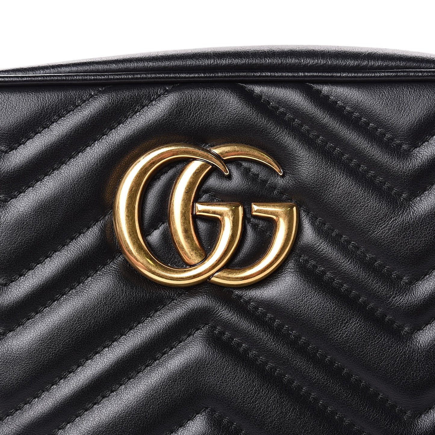 Calfskin Matelasse Small GG Marmont Chain Shoulder Bag Black