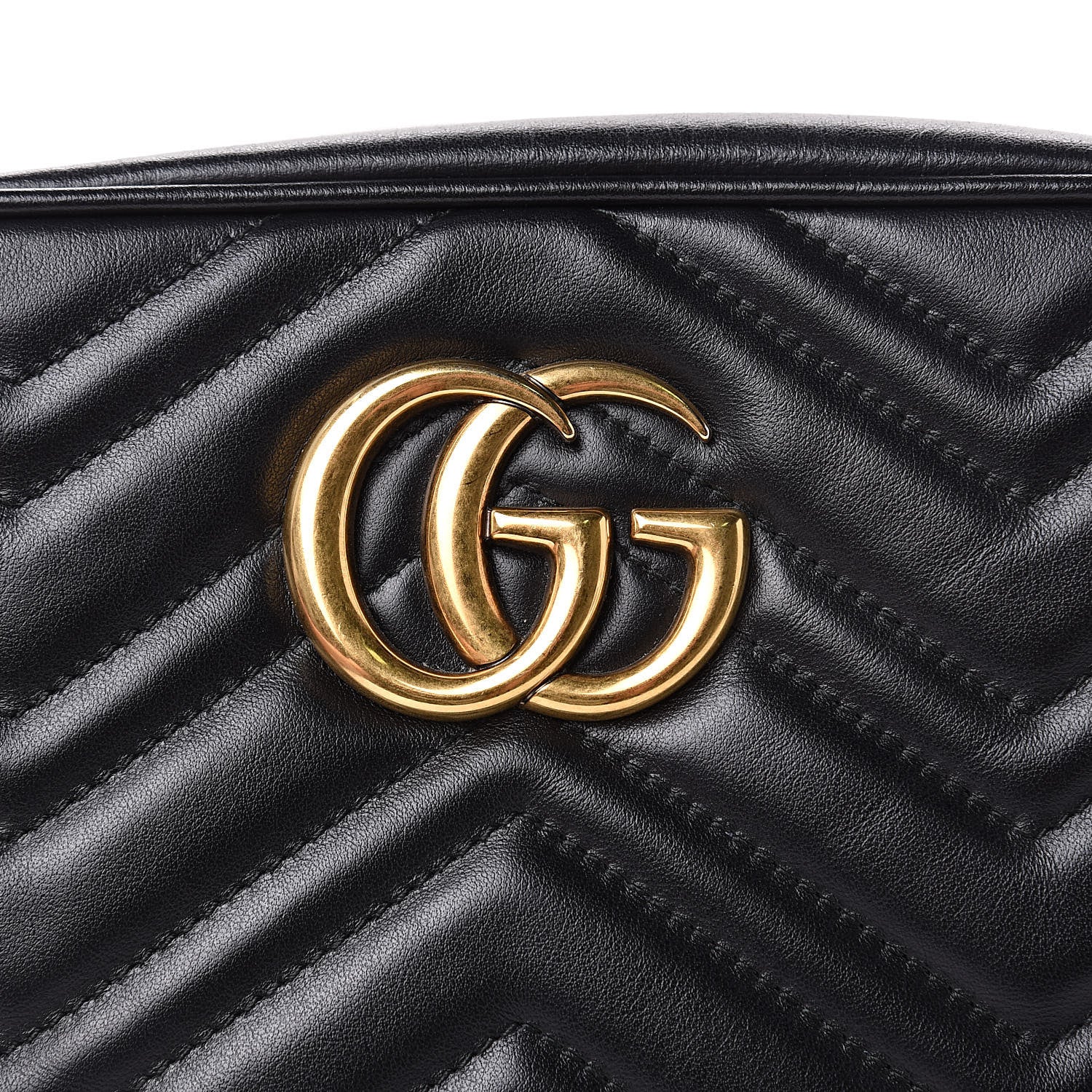 Gucci Calfskin Matelasse Small GG Marmont Chain Shoulder Bag Black 10 of 13