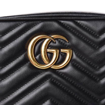 Gucci Calfskin Matelasse Small GG Marmont Chain Shoulder Bag Black 10 of 13