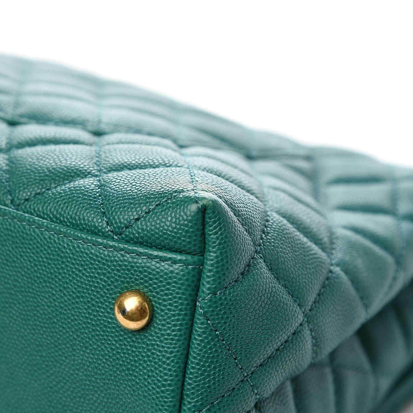 Caviar Quilted Small Coco Handle Flap Green