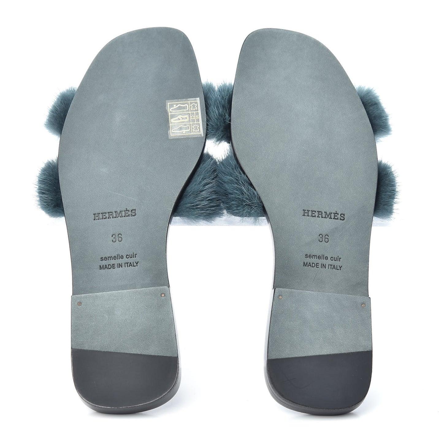 Mink Fur Oran Sandals 36 Bleu Paon