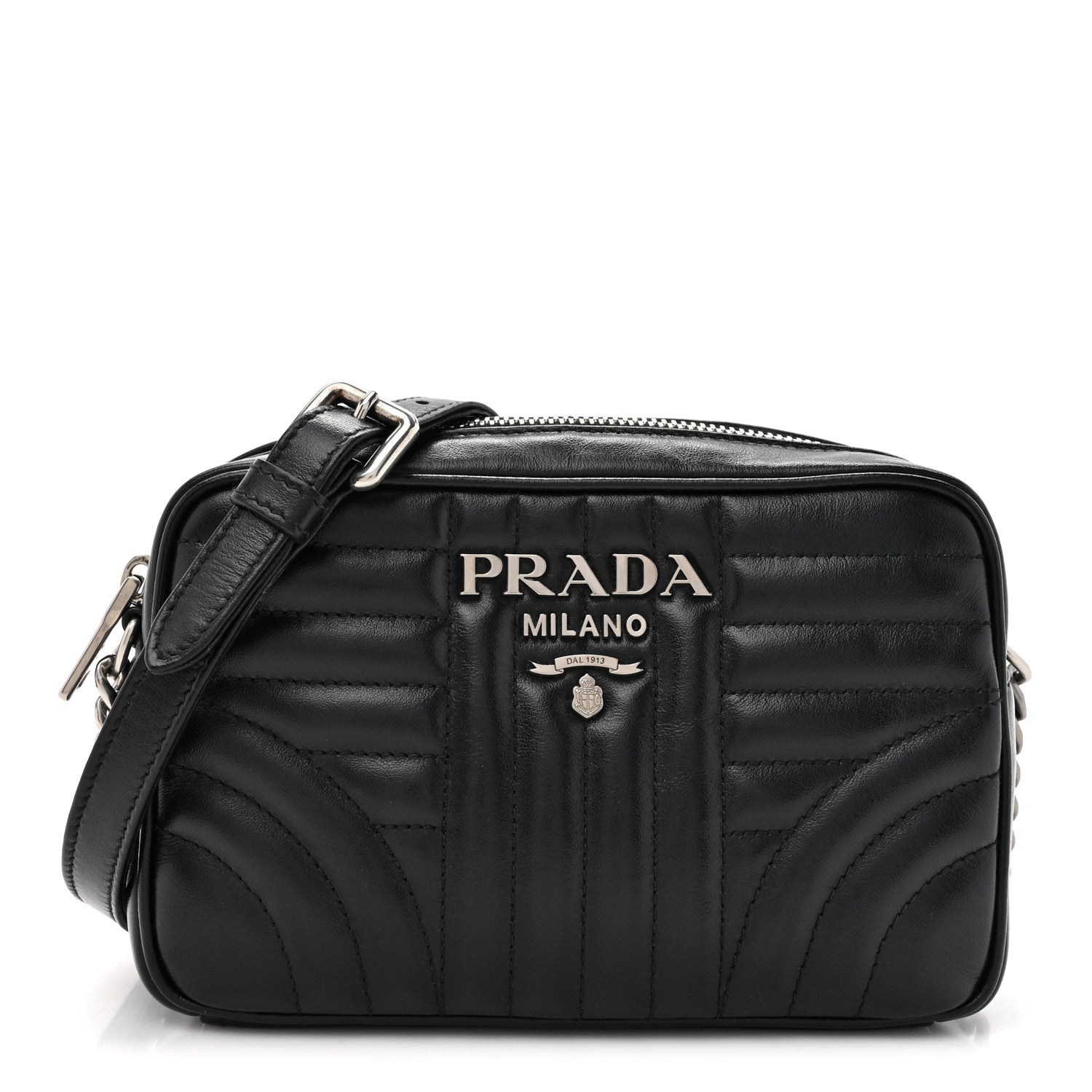 Prada Soft Calfskin Diagramme Camera Bag Black 1 of 10