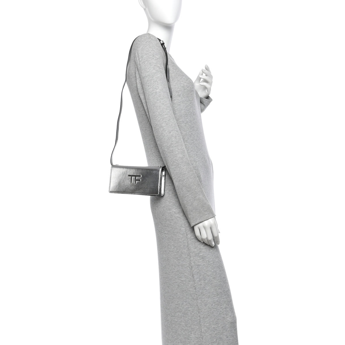 Tom Ford Metallic Palmellato Calfskin TF Mini Bag Silver 2 of 12
