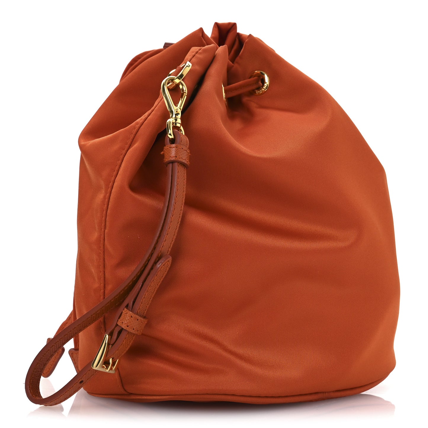 Saffiano Tessuto Nylon Bucket Wristlet Papaya