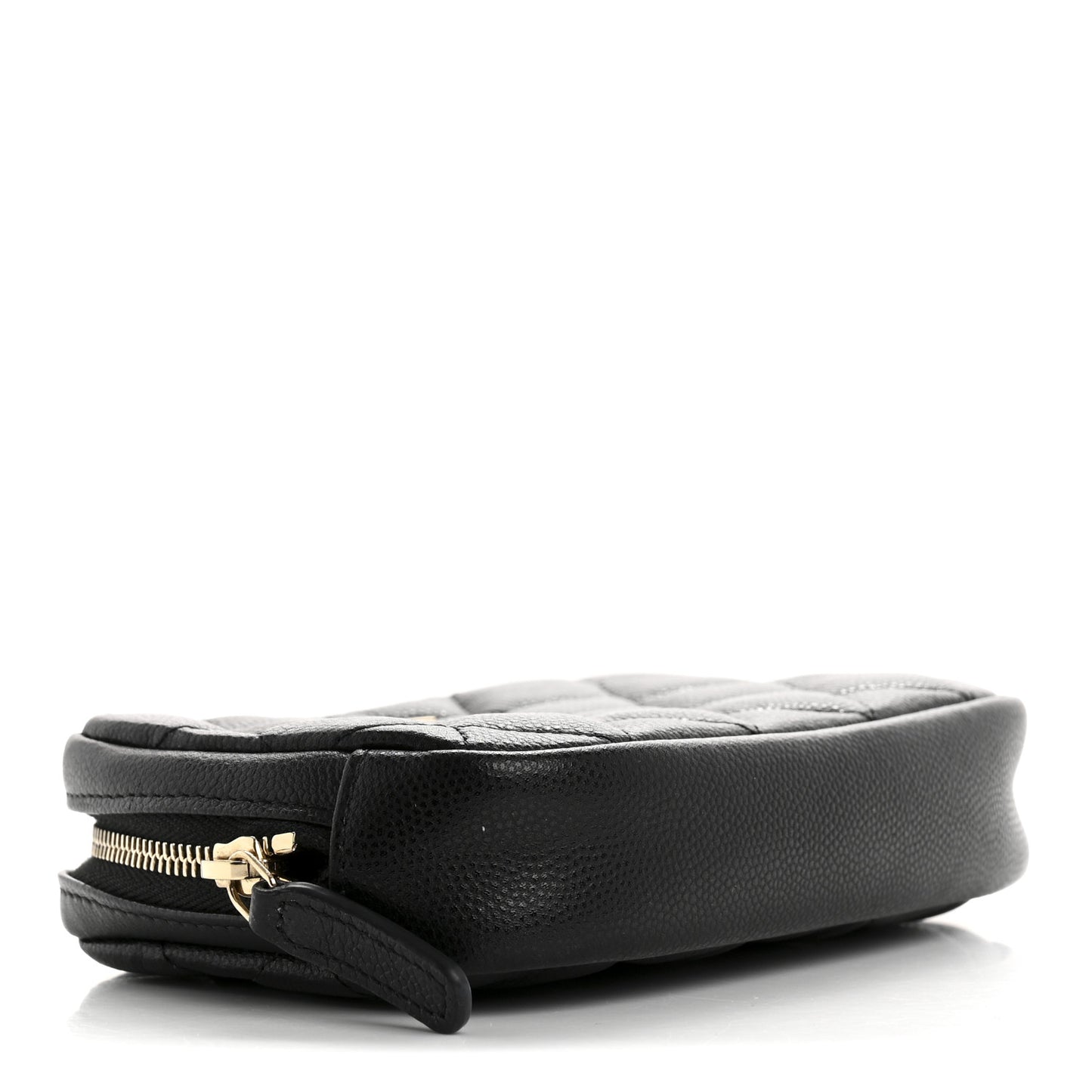 Caviar Quilted Small Curvy Pouch Cosmetic Case Black