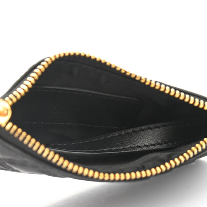 Versace Calfskin Greek Key Embossed Zip Card Holder Black 5 of 6