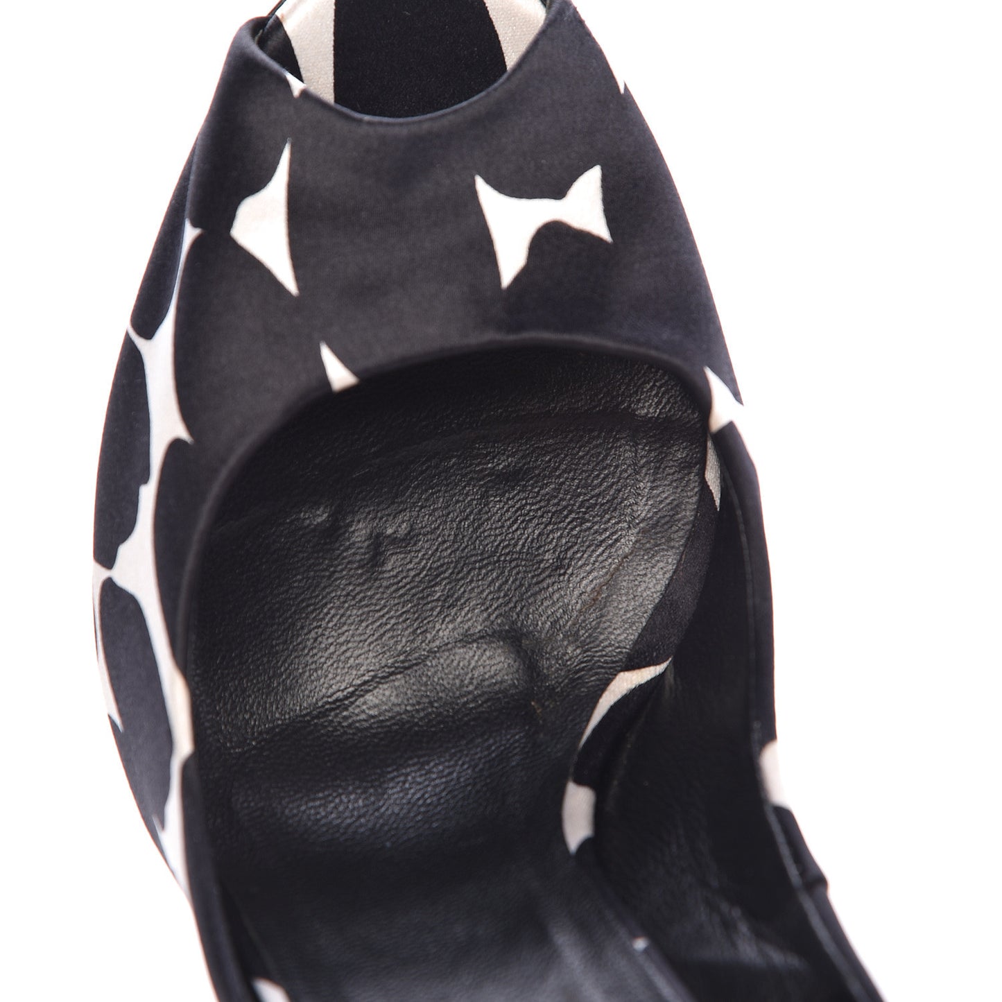 Satin Animal Print Peep Toe Pumps 7.5 Black
