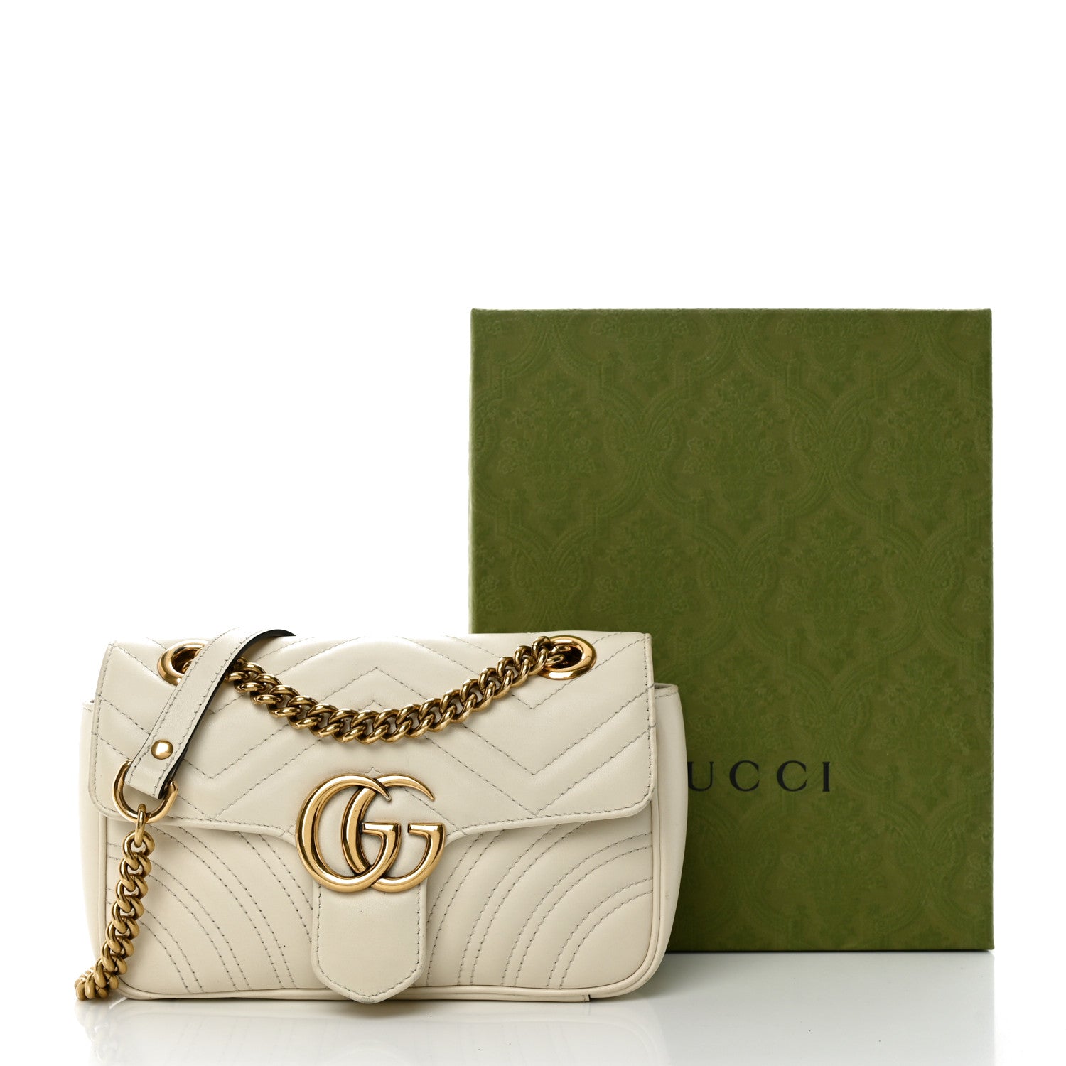 Gucci Calfskin Matelasse Mini GG Marmont Shoulder Bag White 12 of 12
