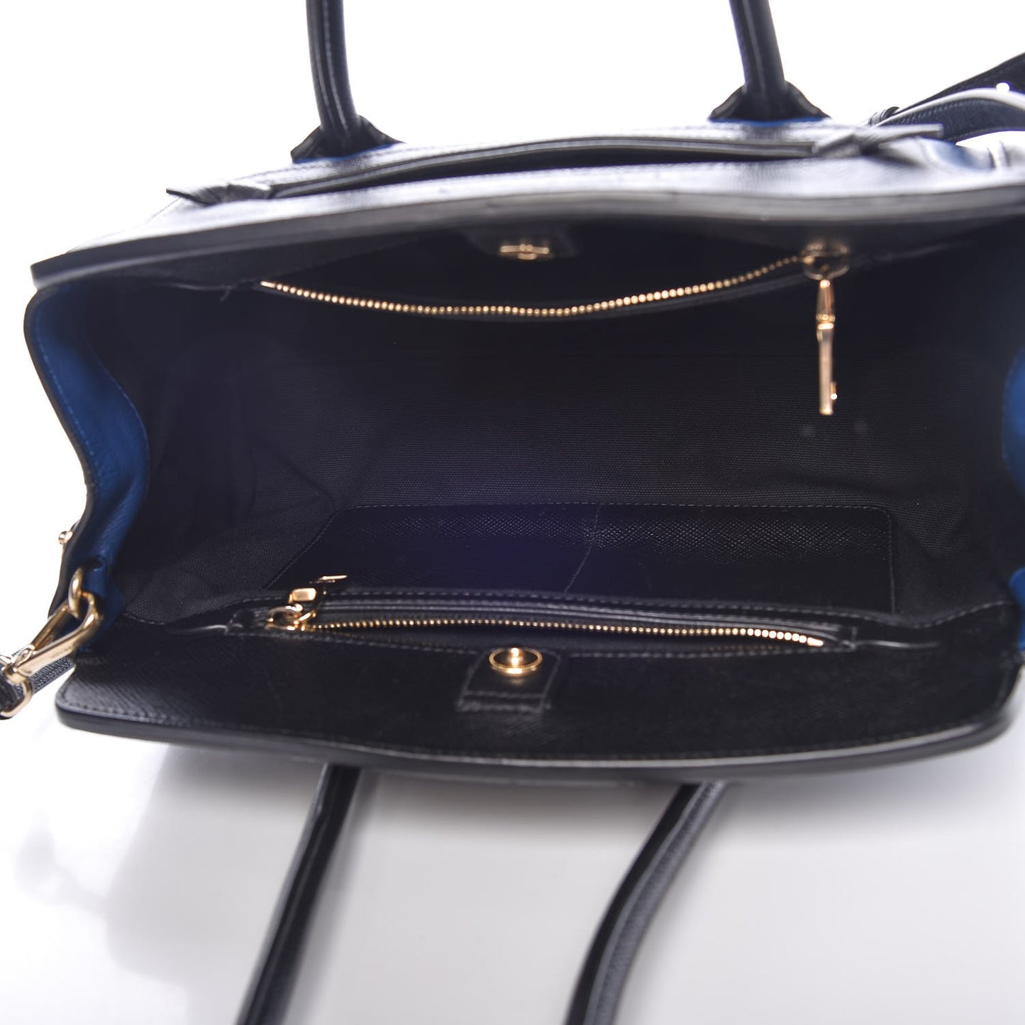 Saffiano City Calf Bi-Color Tote Bluette Black