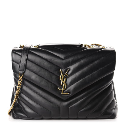 Saint Laurent Calfskin Y Quilted Monogram Medium Loulou Chain Satchel Black 1 of 10
