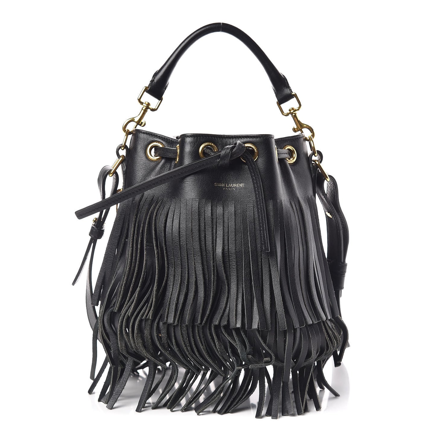Calfskin Small Emmanuelle Fringe Hobo Bag Black