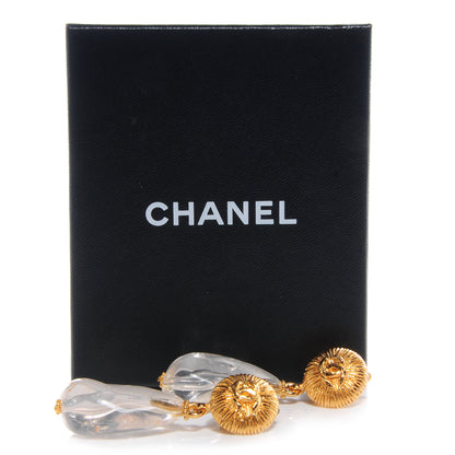 Chanel CC Large Crystal Clip On Earrings Gold 6 of 6
