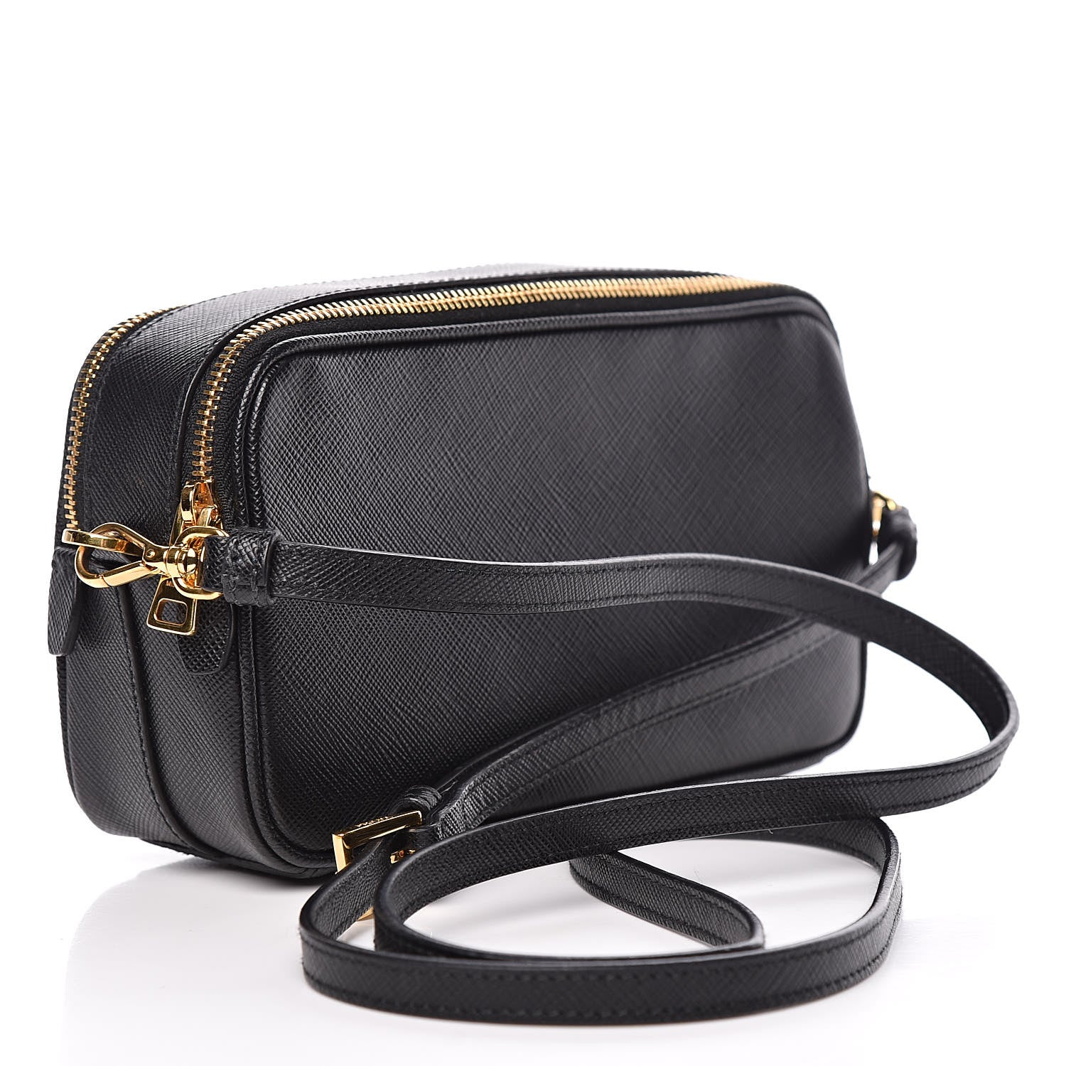 Prada Saffiano Mini Double Zip Crossbody Black 3 of 11