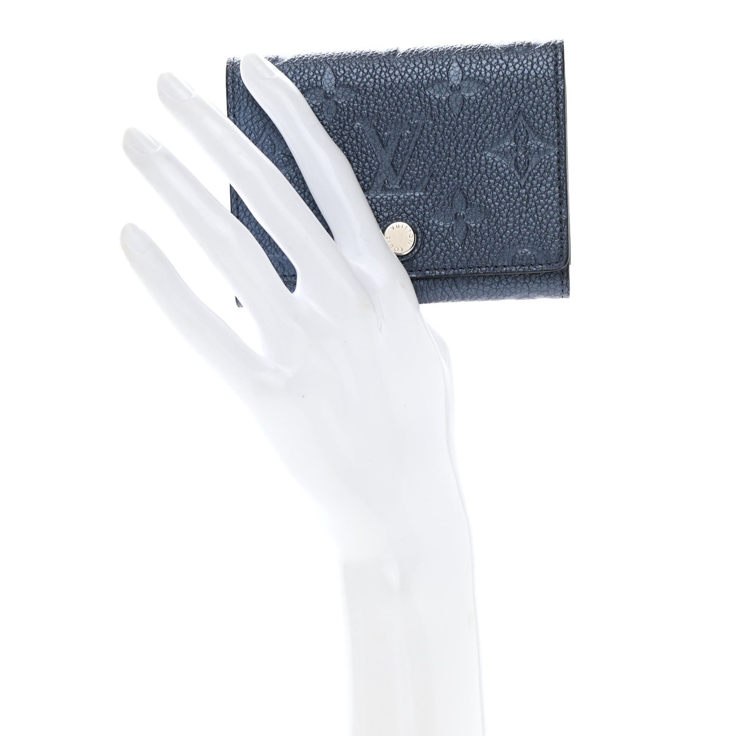 Metallic Monogram Business Card Holder Navy Nacre