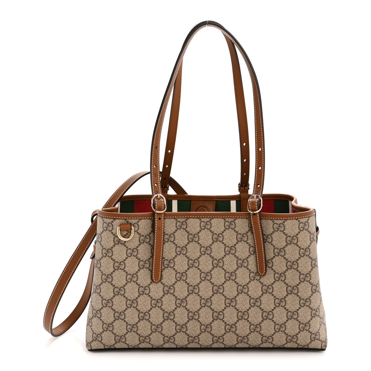 GG Supreme Monogram Emblem Medium Tote Bag Beige Dark Brown