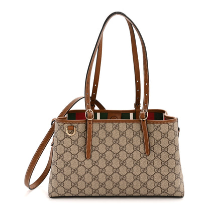 Gucci GG Supreme Monogram Emblem Medium Tote Bag Beige Dark Brown 1 of 13