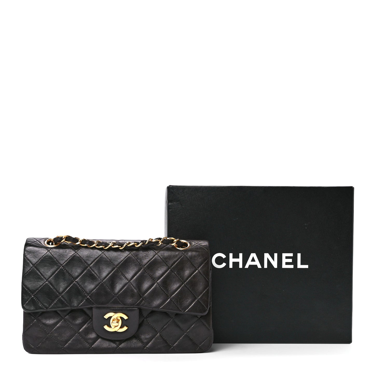 Lambskin Quilted Small Double Flap Black