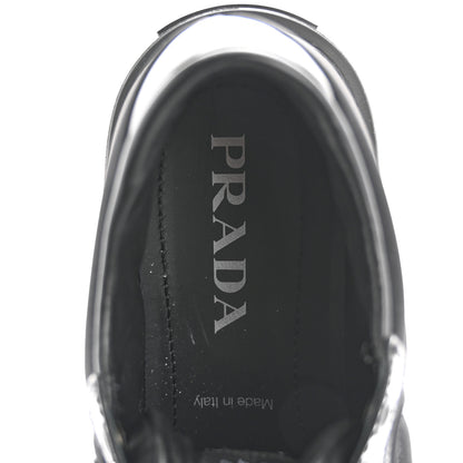 Prada Re-Nylon Spazzolato Rubber Triangle Logo Macro Quilted Womens 45mm Platform Sneakers 37 Black 7 of 11