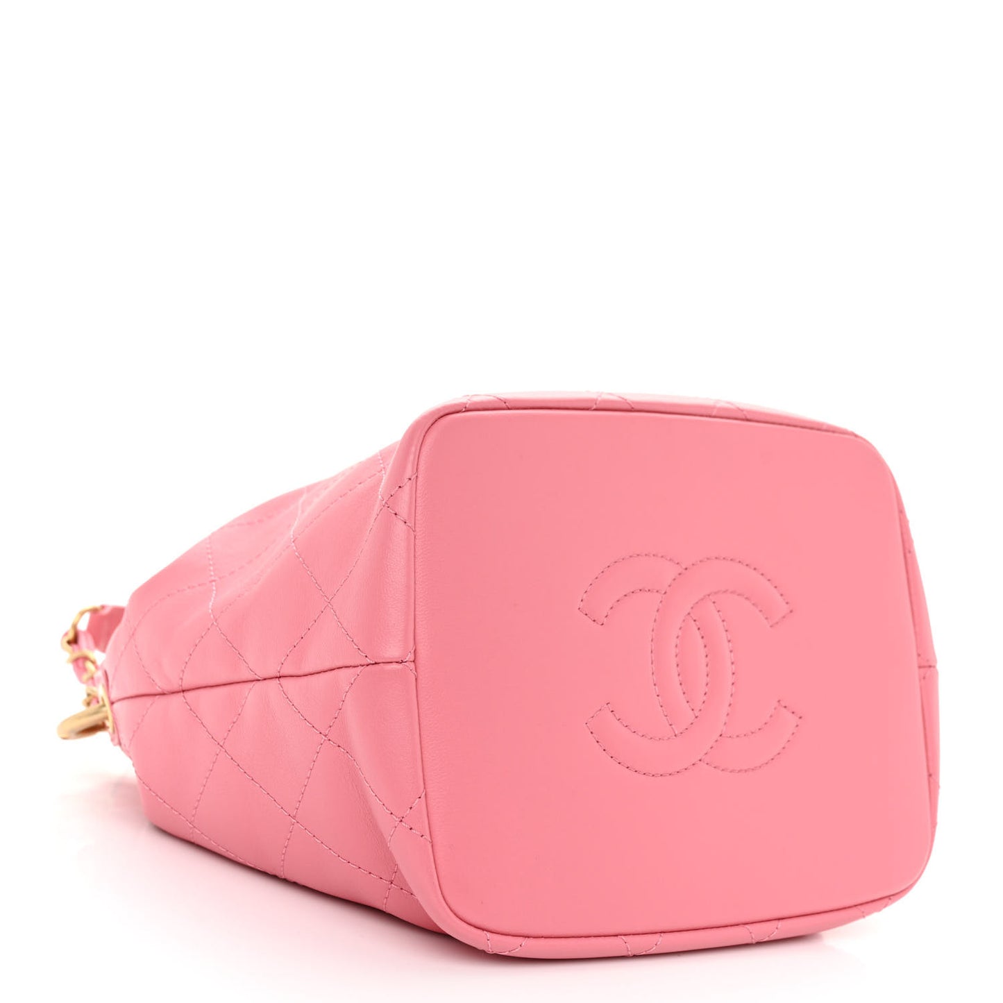 Lambskin Quilted Antique Signs Drawstring Bag Pink