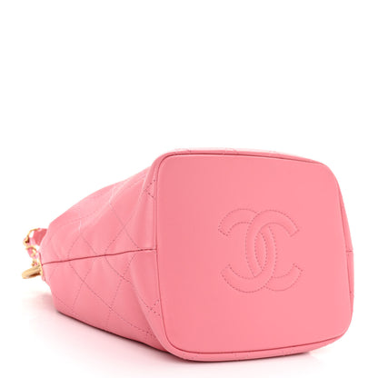 Chanel Lambskin Quilted Antique Signs Drawstring Bag Pink 4 of 11