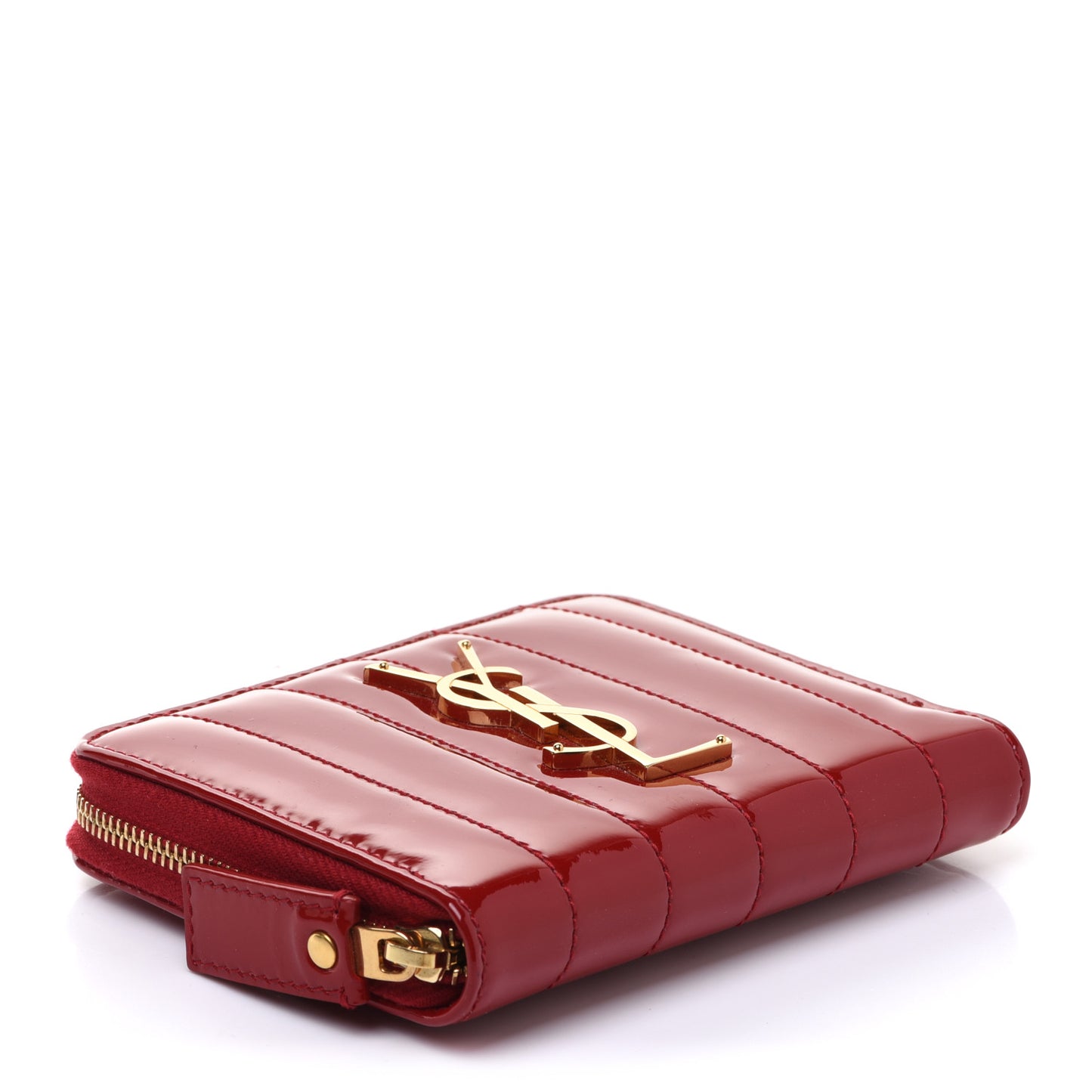 Patent Matelasse Monogram Vicky Zip Around Card Holder Rouge Eros