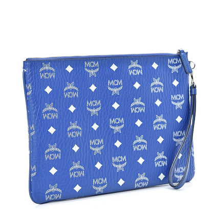 MCM Visetos Wristlet Zip Pouch Blue 3 of 8