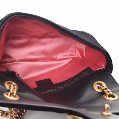 Gucci Velvet Matelasse Small GG Marmont Shoulder Bag Black 6 of 10