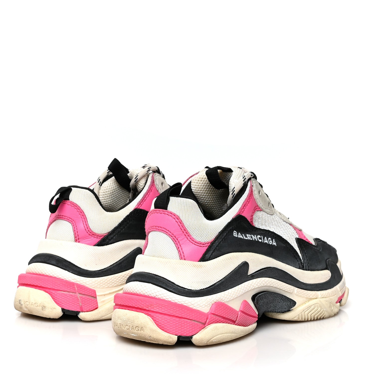 Balenciaga Fabric Mesh Womens Triple S Sneakers 36 Rose Fluo Black White 4 of 13