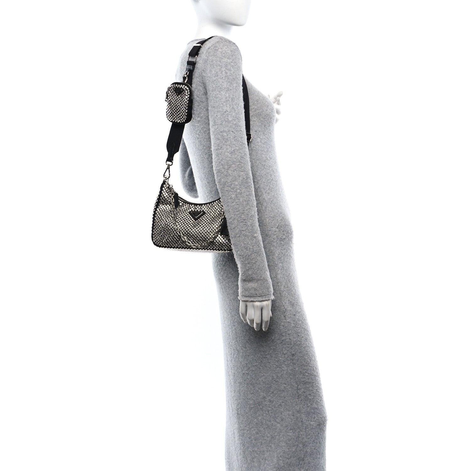 Prada Satin Crystal Re-Edition 2005 Shoulder Bag Cristal 3 of 9