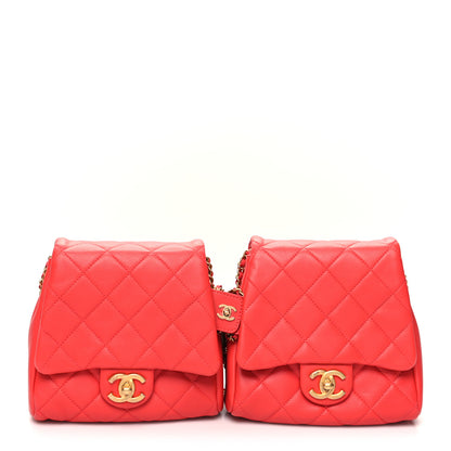 Chanel Lambskin Quilted Side-Packs Red 1 of 16