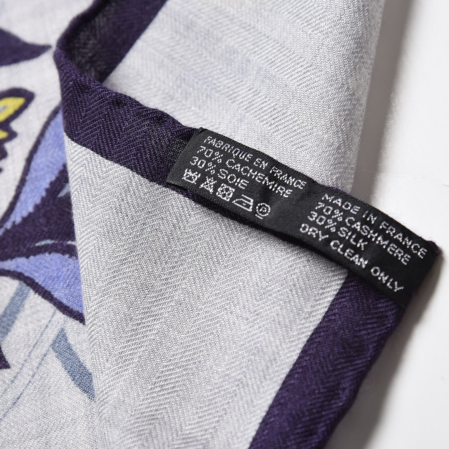 Cashmere Silk Cavalcadour Shawl 140 Gris Chine Juane Marine