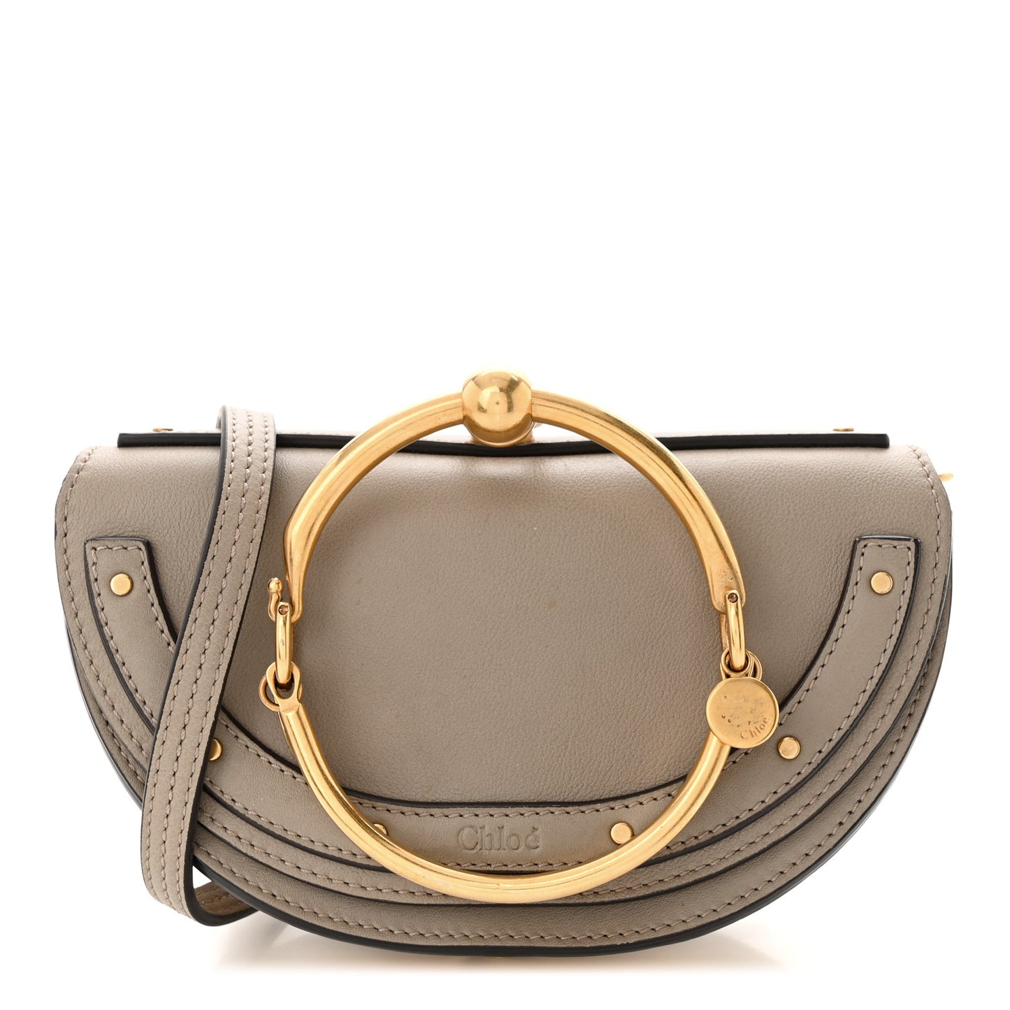 Calfskin Small Nile Bracelet Minaudiere Bag Motty Grey