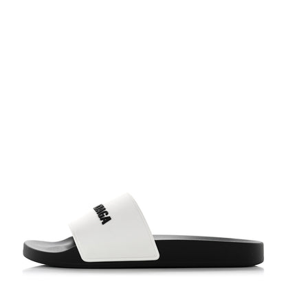 Balenciaga Rubber Mens Logo Pool Slide Sandals 42 White Black 1 of 9