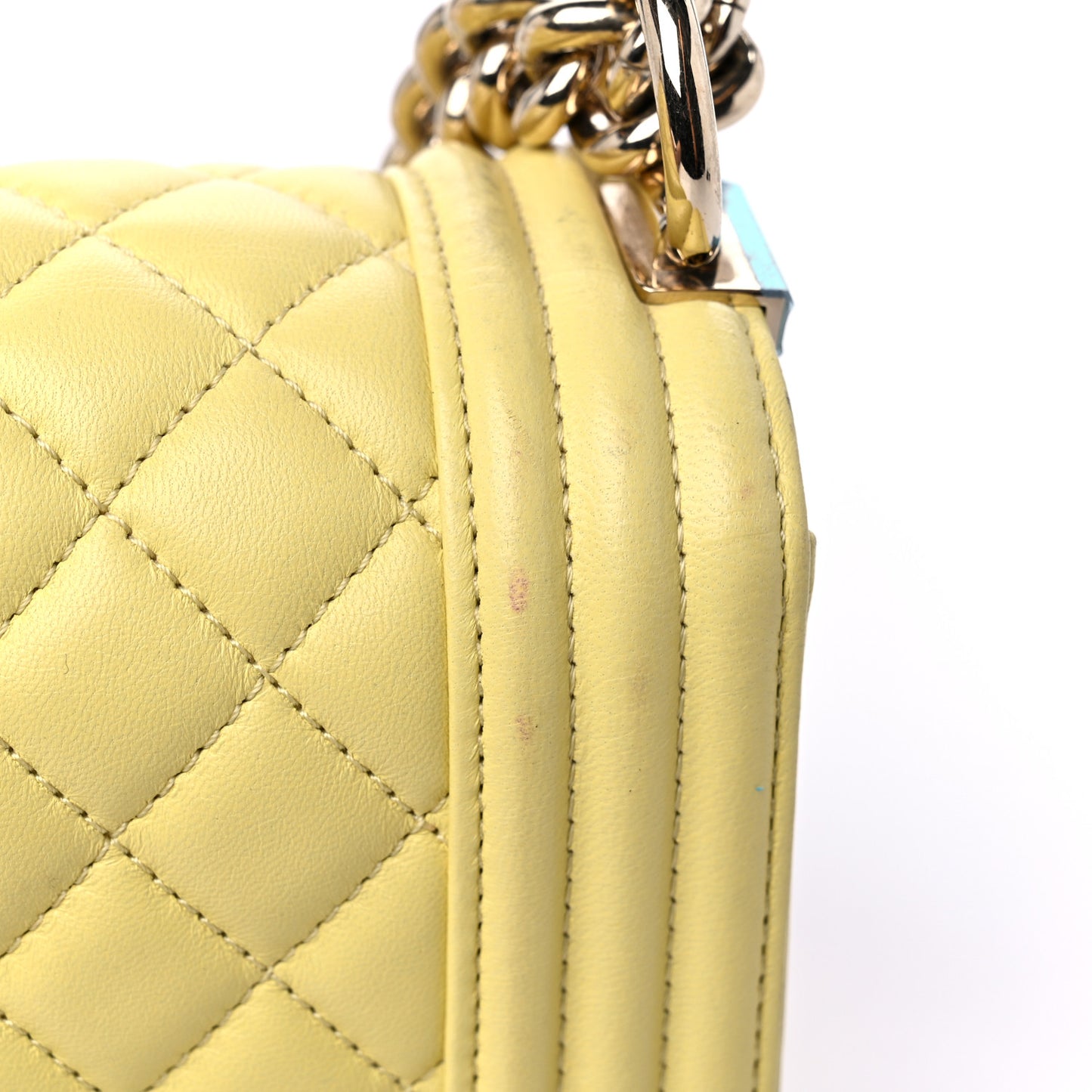 Lambskin Quilted Medium Boy Flap Yellow