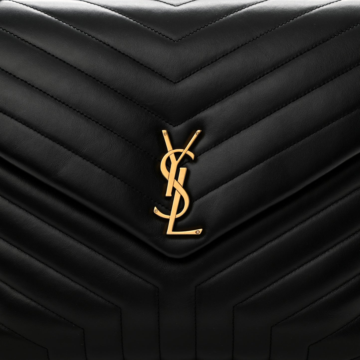 Calfskin Y Quilted Monogram Large Loulou Chain Satchel Black
