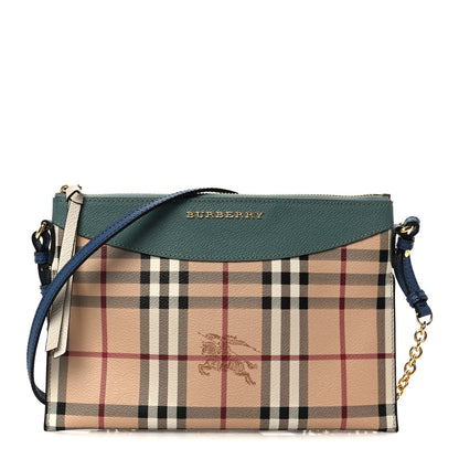 Burberry Haymarket Check Derby Peyton Crossbody Clutch Bag Eucalyptus Green 1 of 10