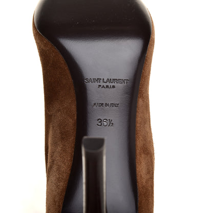 Saint Laurent Suede Mica Knee High Slouchy Boots 36.5 Brown 6 of 6