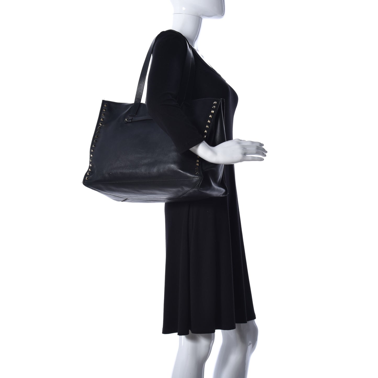 Nappa Medium Rockstud Soft Tote Black