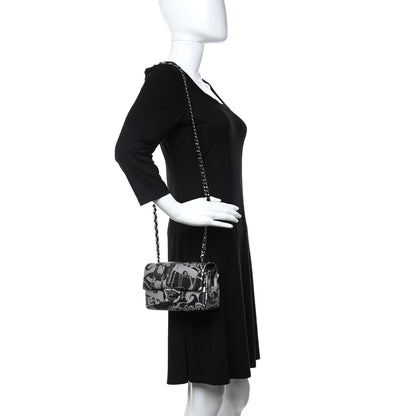 Chanel Lambskin Printed Mini Rectangular Flap Black Silver 2 of 9